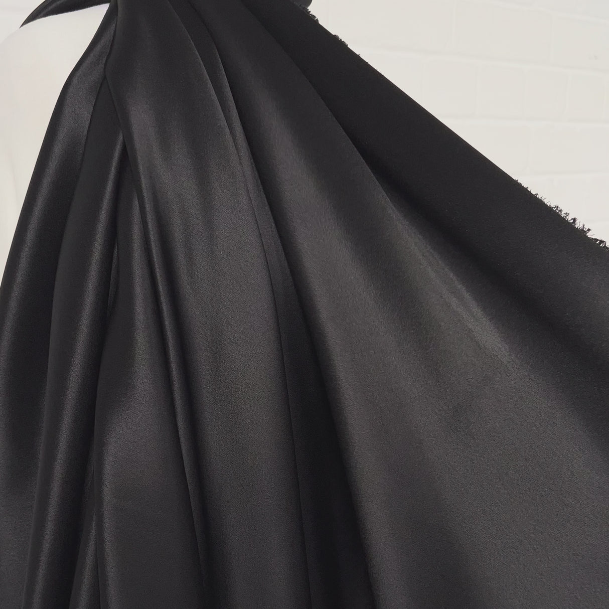 Italian Plain Dress Fabric Silks of Italy - Black Satin Video