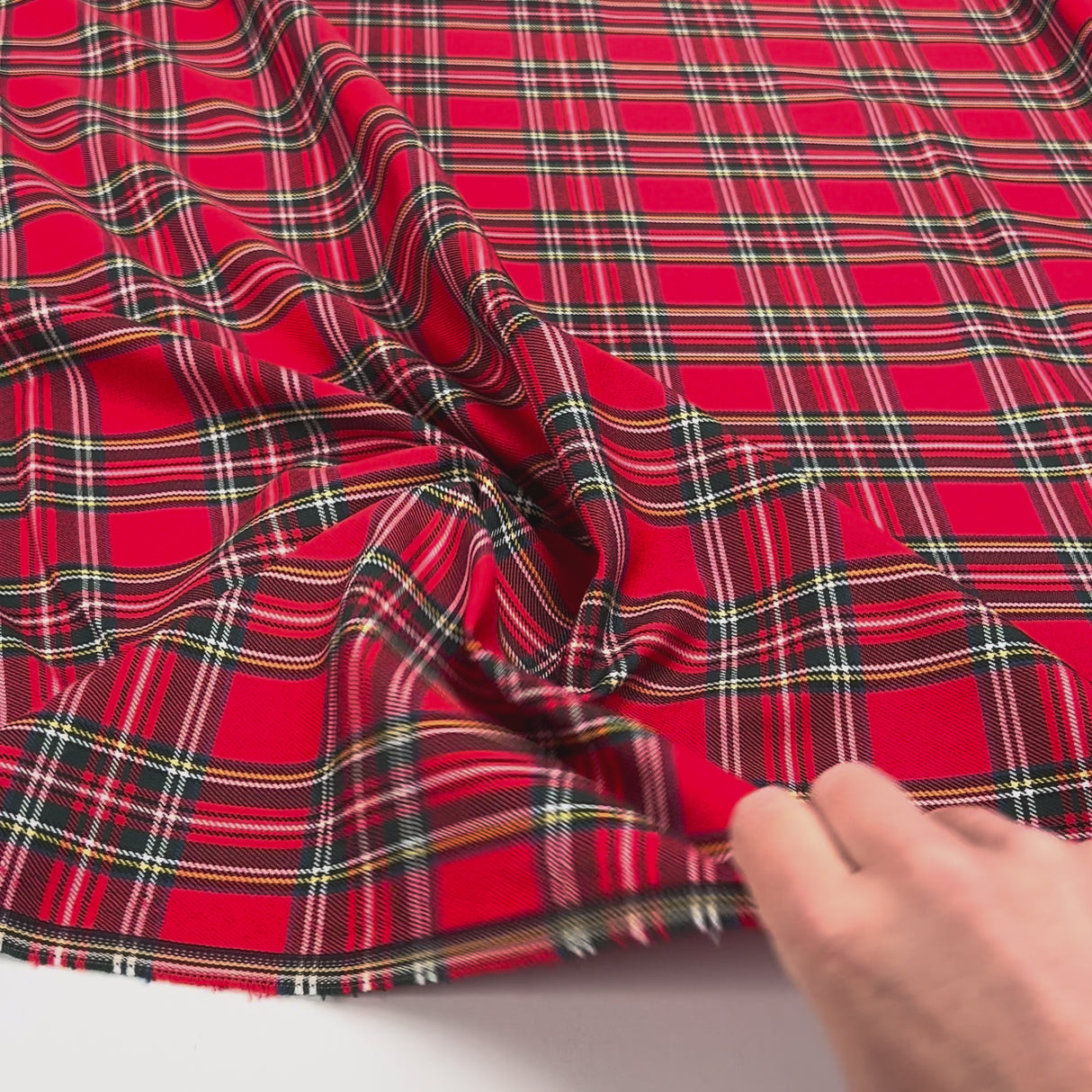 Tartan Ewan Polyester Viscose Red Royal Stewart Check Dress Fabric Video
