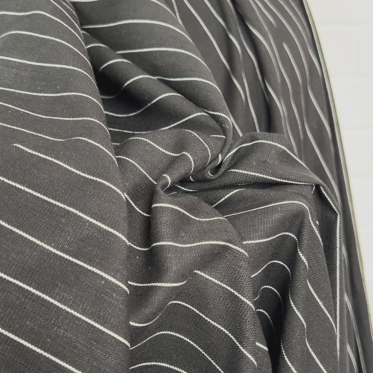 Italian Linen Mix Black Stripe Cotton Blend Dress Fabric Video