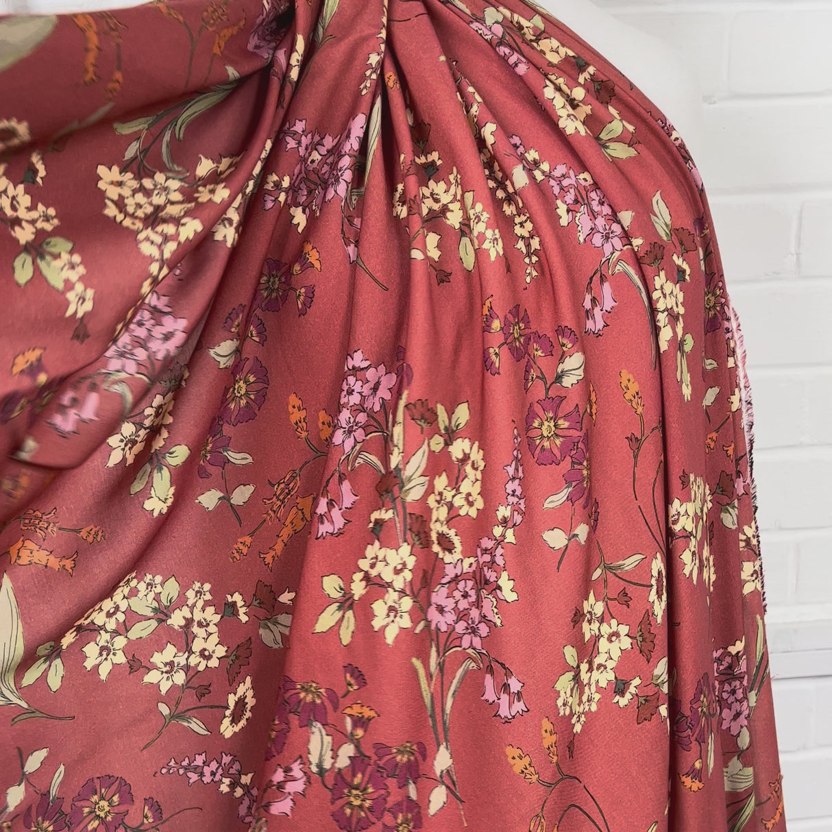Dusky Pink Floral Print Dress Fabric Italian Challis Diascia Video