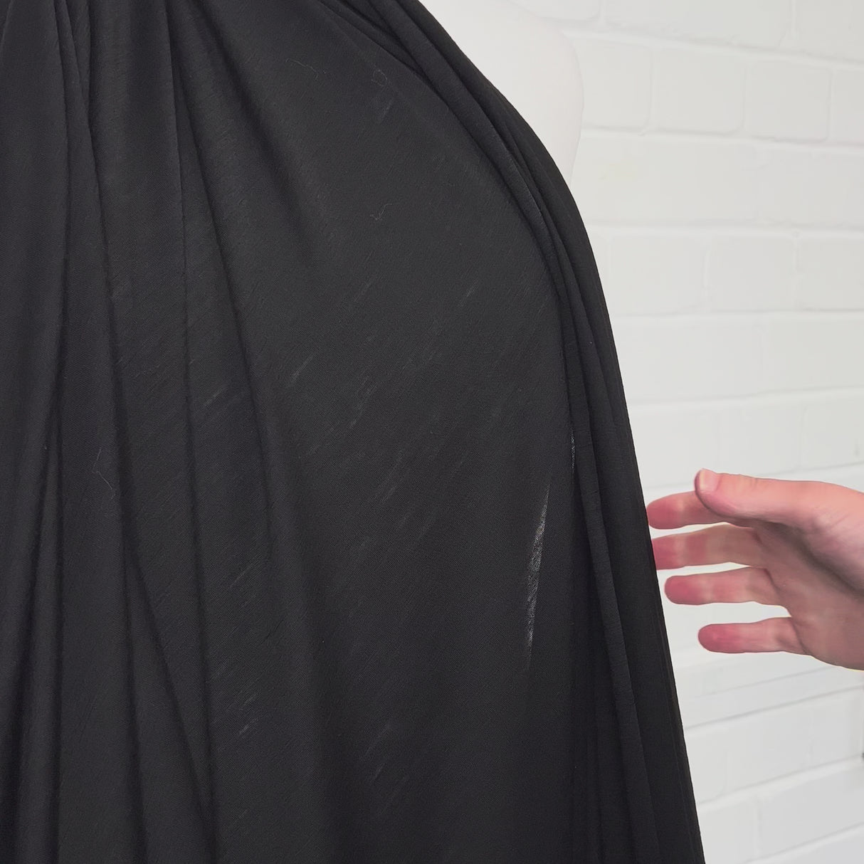 Lana Suprema Virgin Wool Black Stretch Sheer Knit Jersey Fabric Video