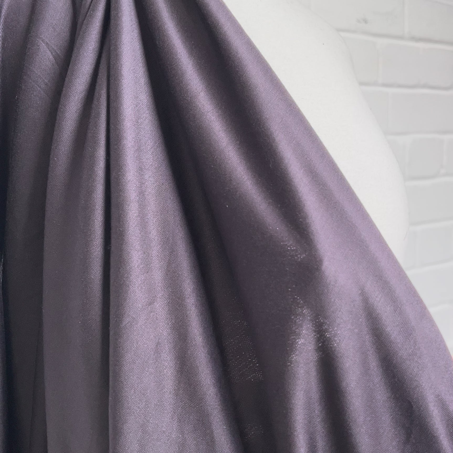 Aubergine Plain Viscose Jersey Lightweight Dress Fabric Scrunchy Video