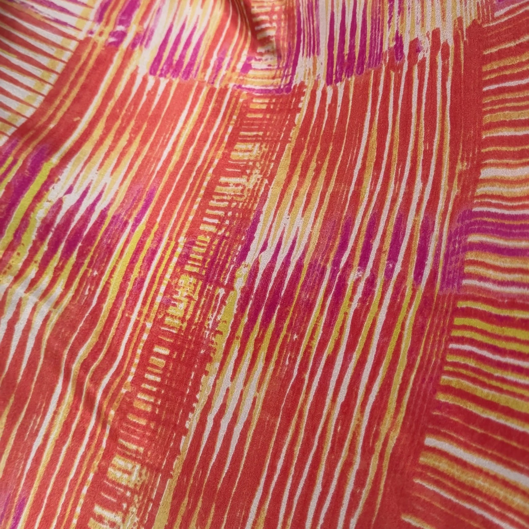 Striped Tangerine Magenta Silk Dress Fabric Silks of Italy - Tigri Video