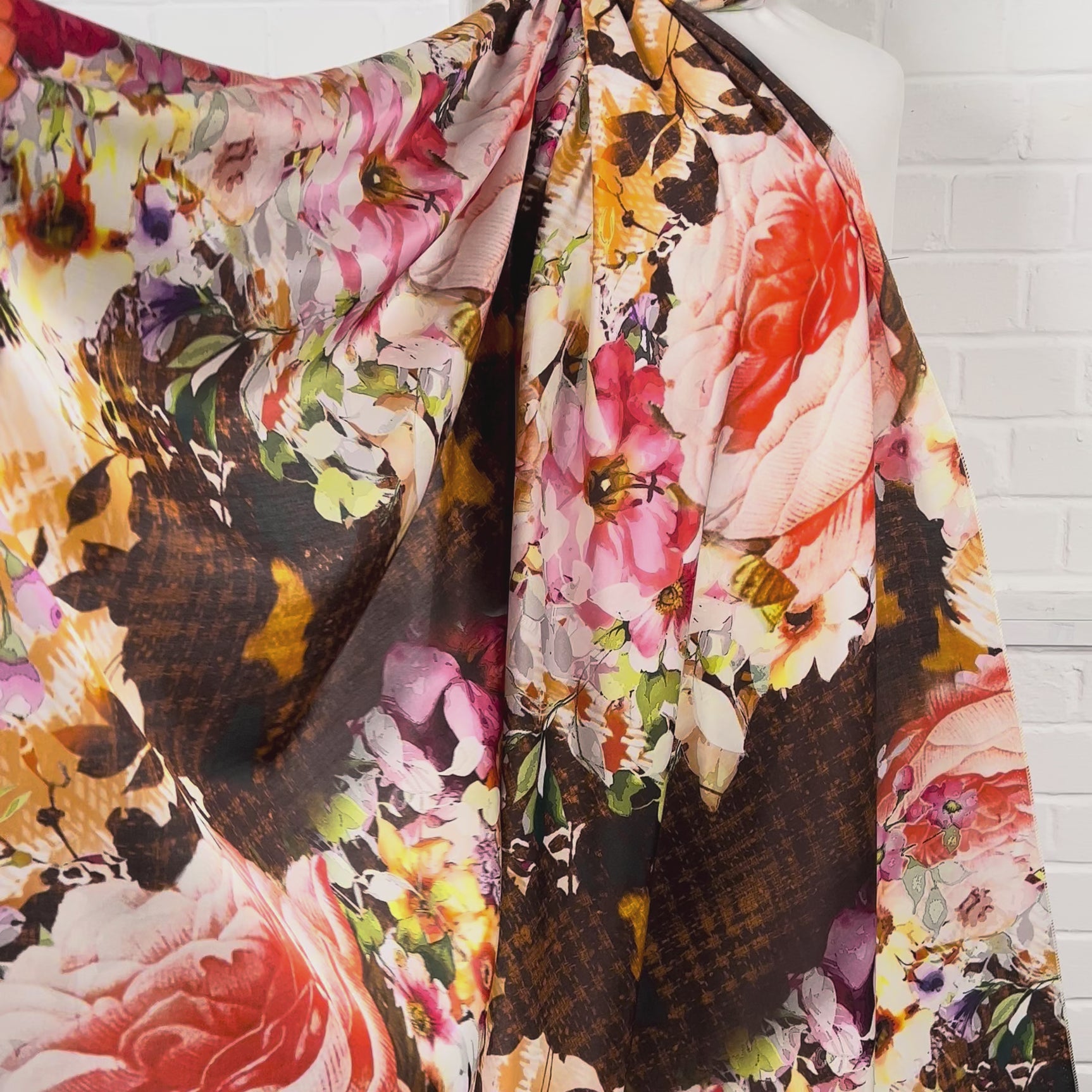 Cotton Silk Blend Floral Print Fabric Silks of Italy - Veneto Video