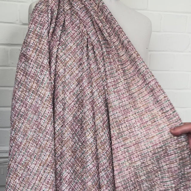 Confetti Tweed Pink Polyester Metallic Elastane Jersey Fabric Video