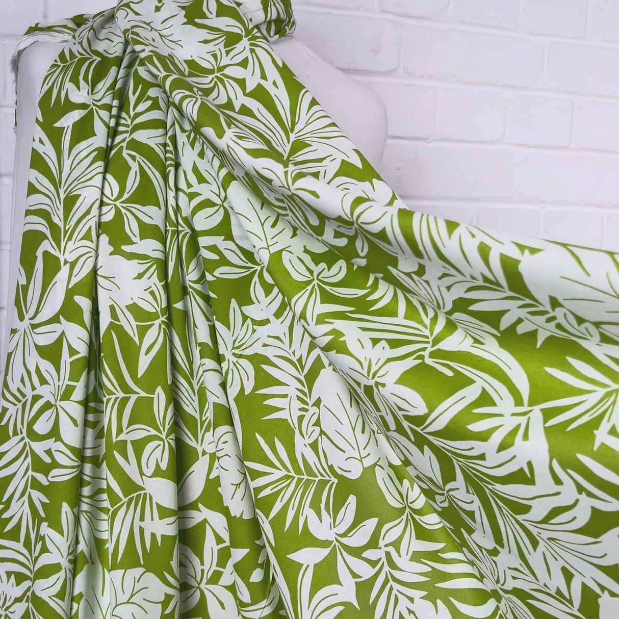 Green Floral Print Cotton Voile Dress Fabric Island Breeze Lime Video