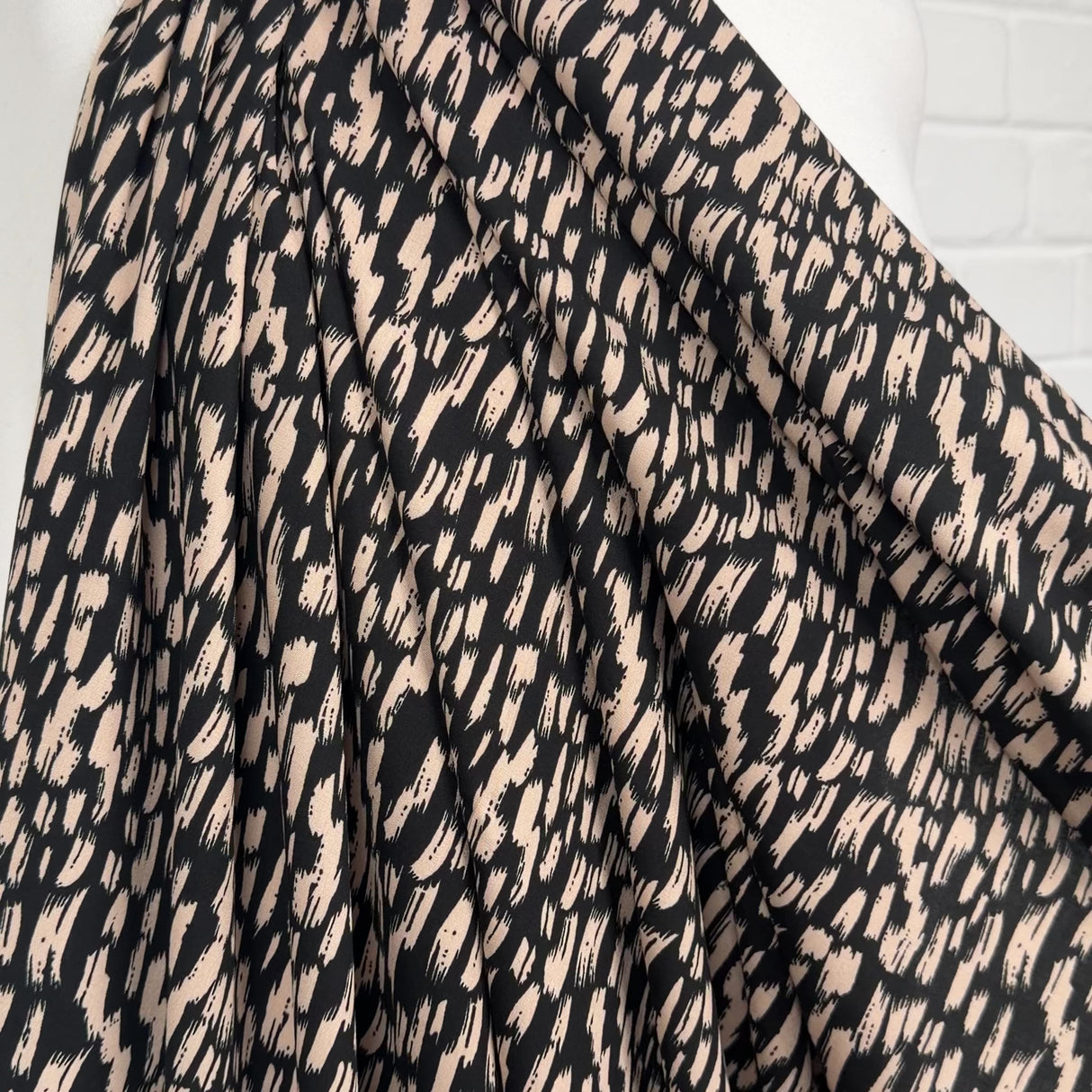 Signature Viscose Elodie Black Fawn Abstract Dress Fabric Video