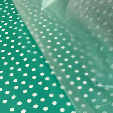 Printed Pu Polyurethane Polka Green Fabric Cu