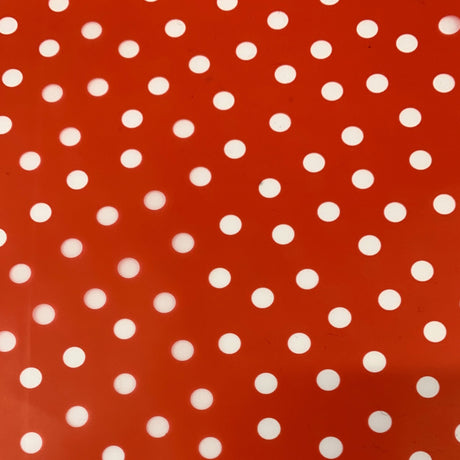 Printed Pu Polyurethane Polka Red Fabric S