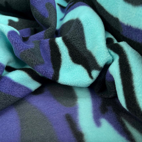 Printed Polyester Fleece Fabric Camouflage Blue