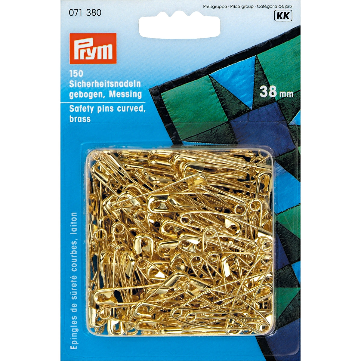 Prym - 150 Curved Safety Pins - Gold (38mm)