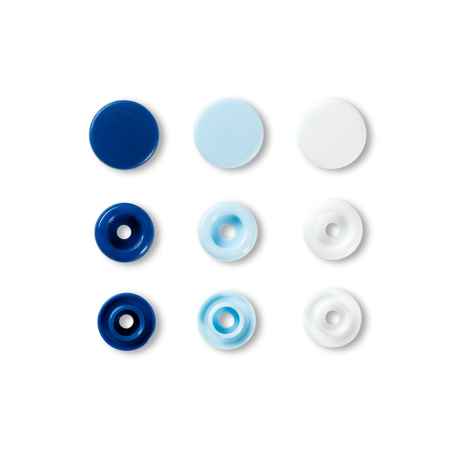 Prym Love - Colour Snap Fasteners - Blue/White/Light Blue