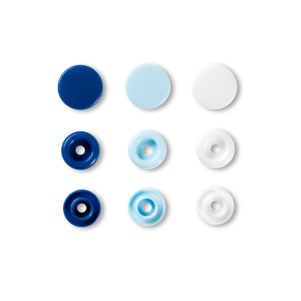 Prym Love - Colour Snap Fasteners - Blue/White/Light Blue