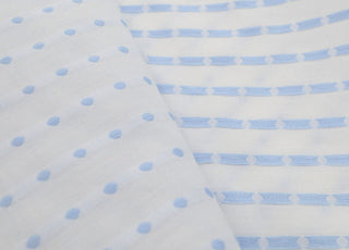Puff Sleeves White Fine Cotton Lawn With Woven Satin Stripes Rvr