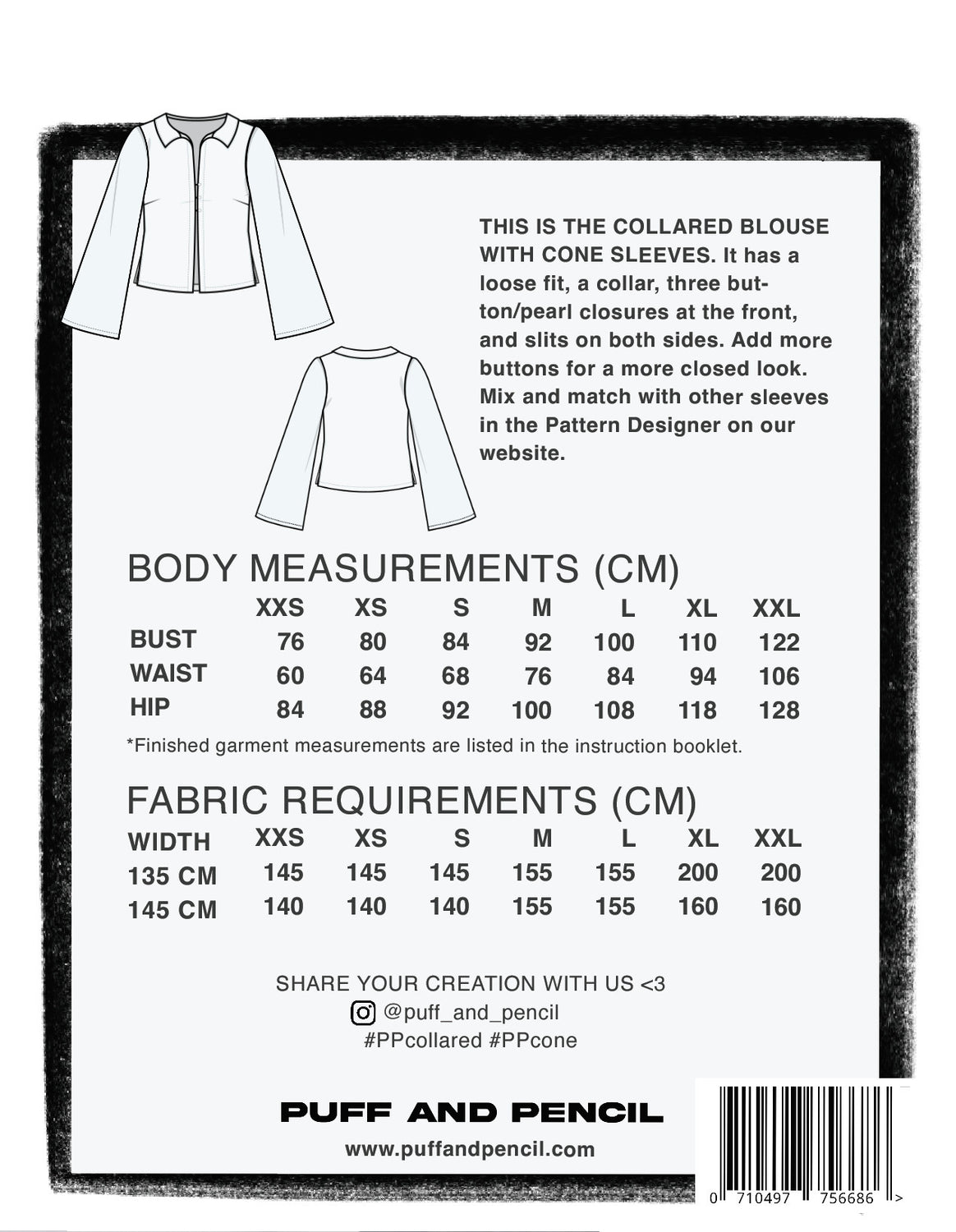 Puff & Pencil - Collared Blouse x Cone Sleeve Pattern