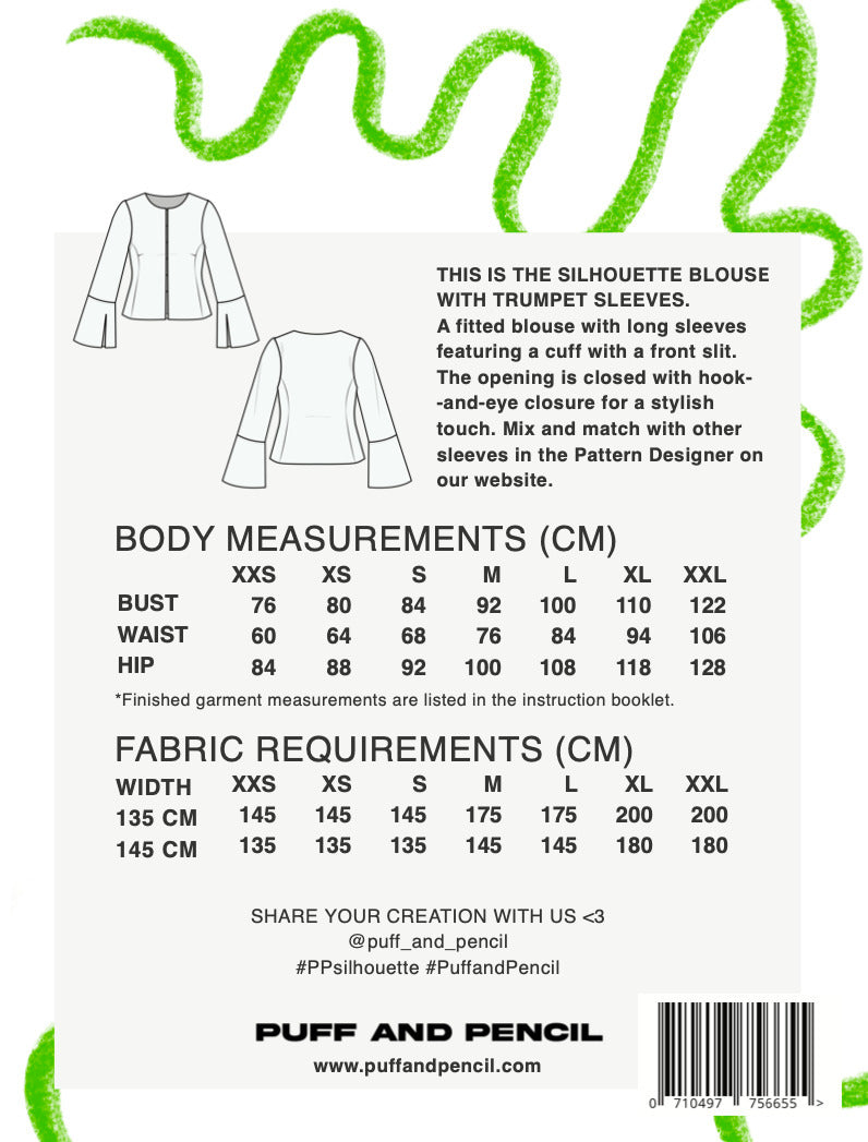 Puff & Pencil - Silhouette Blouse x Trumpet Sleeve Pattern