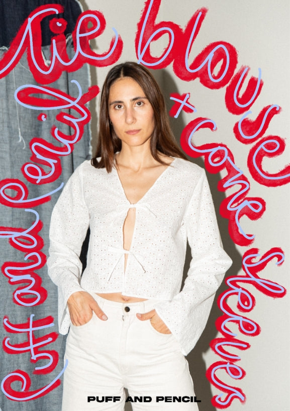 Puff & Pencil - Tie Blouse x Cone Sleeves Pattern