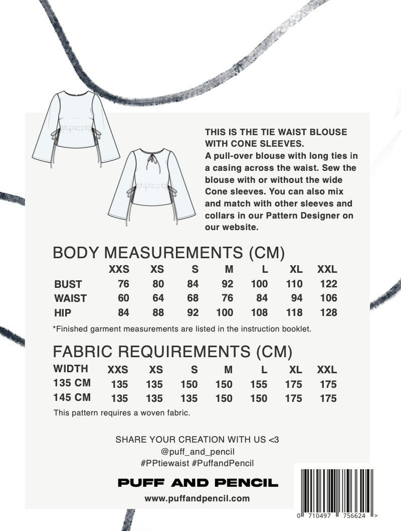 Puff & Pencil - Tie Waist Blouse x Cone Sleeve Pattern
