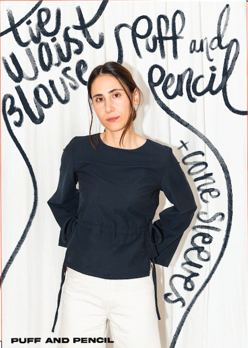 Puff & Pencil - Tie Waist Blouse x Cone Sleeve Pattern