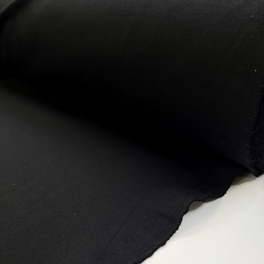 Italian Viscose Elastane Fabric | Punto Milano - Black | Remnant (0.6m ...