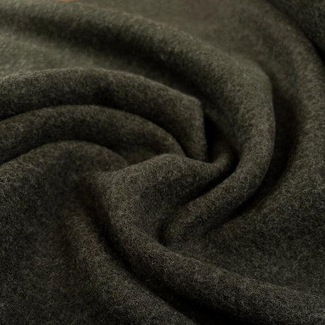 Pure Luxury Boiled Wool Dark Green Khaki Coating Fabric