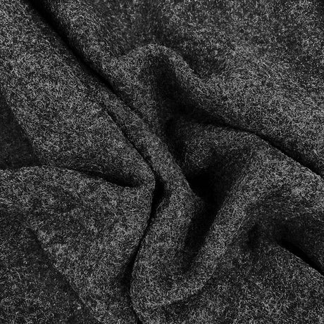 Pure Luxury Boiled Wool Fabric Dark Grey Marl Wild Grey