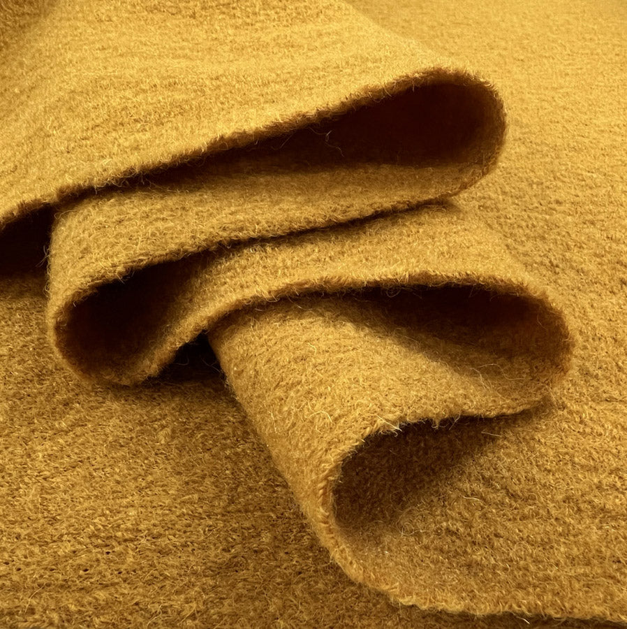 Pure Luxury Boiled Wool Fabric Mustard Yellow Fold