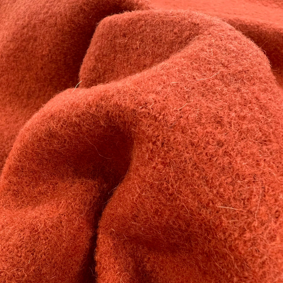 Pure Luxury Boiled Wool Pumpkin Orange Coating Fabric
