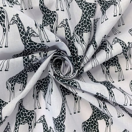 Put The Kettle On Giraffe Polycotton Dress Craft Fabric Swirl