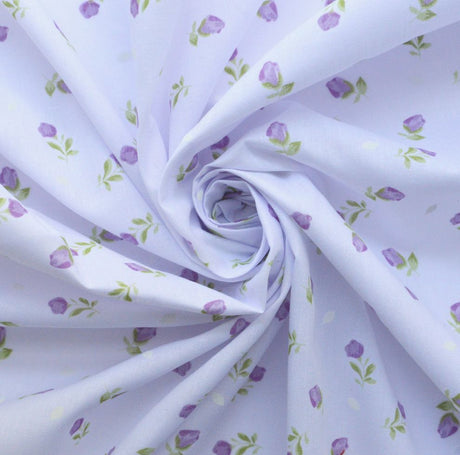 Put The Kettle On Poly Cotton Primrose Purple Fabric Cud