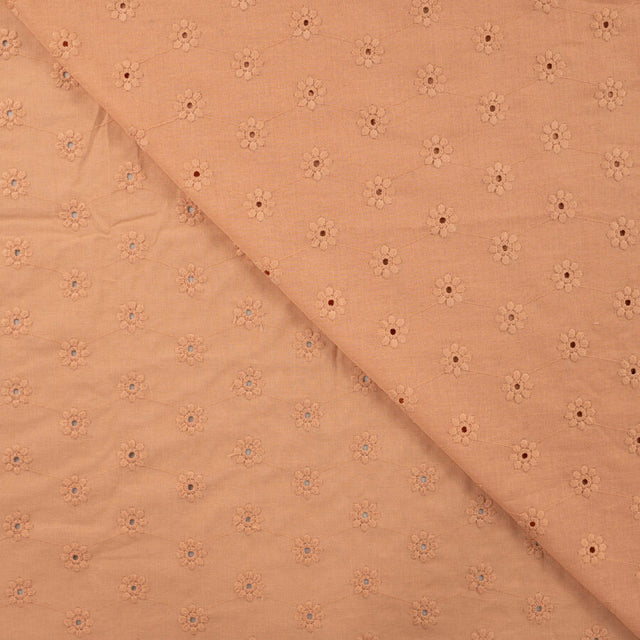 Qjutie 100% Cotton Broderie Anglaise Fabric Dusty Salmon K48062 320 Fold