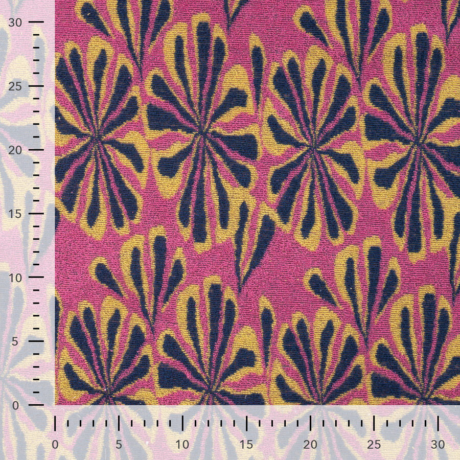 Qjutie Cotton Polyester Jacquard Towelling Fabric Flower Power K47059 170 Ruler