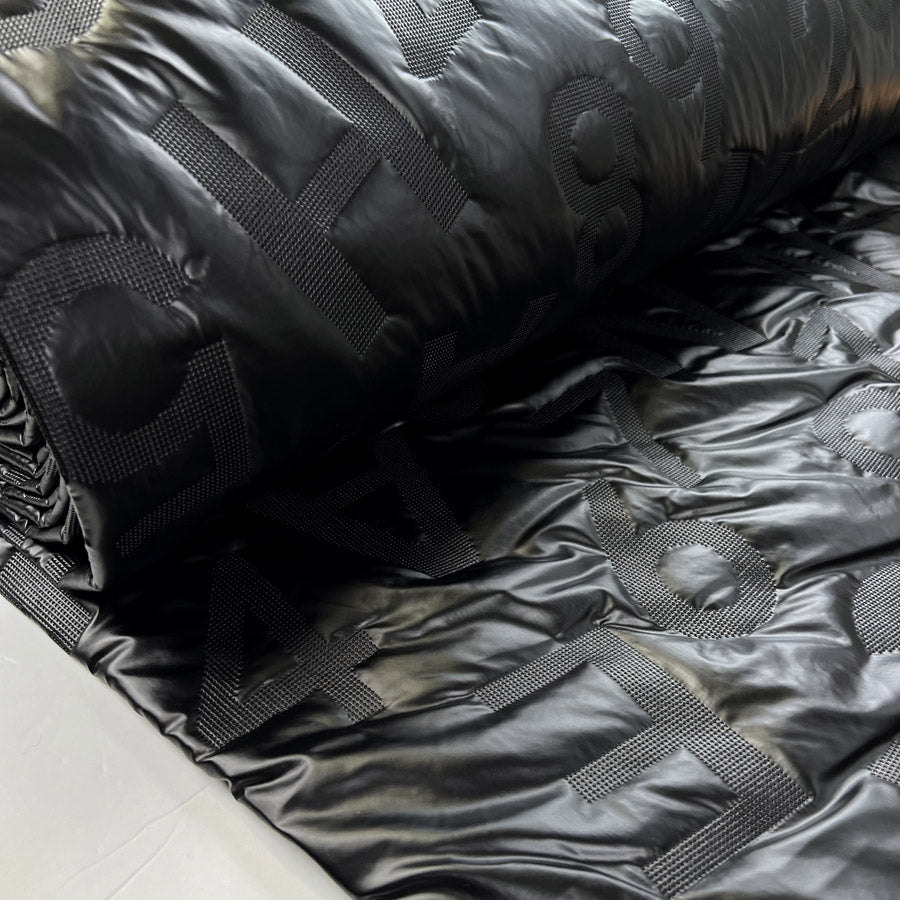 Quilted Alphabet Black Polyester Letter Number Wadded Coating Fabric Bolt