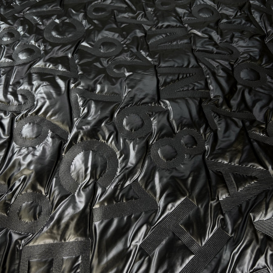 Quilted Alphabet Black Polyester Letter Number Wadded Coating Fabric