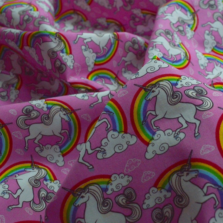 Poplin Print - Rainbow Bright - Pink