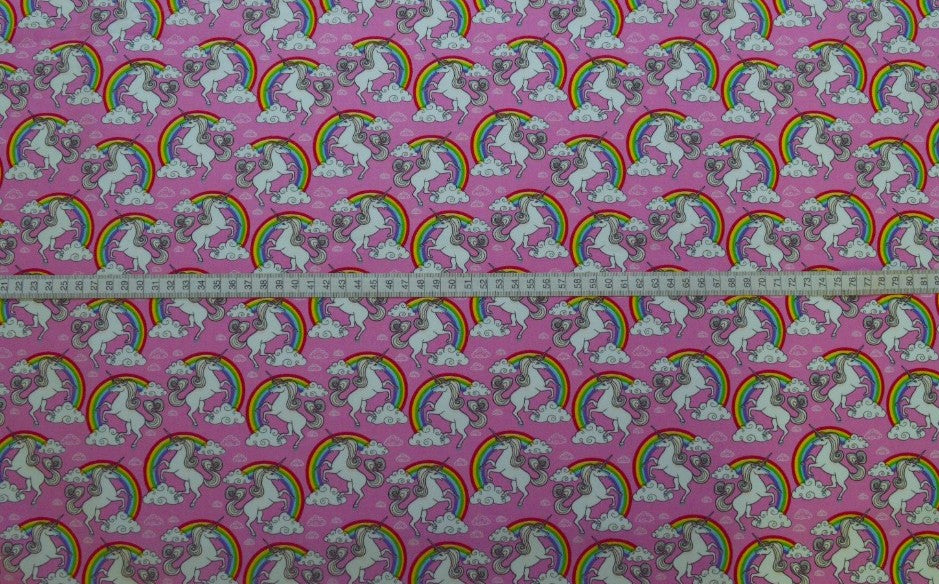 Poplin Print - Rainbow Bright - Pink