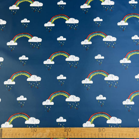 Rainbow Dreamcoat Teal Water Resistant Printed Childrens Fabric Ruler