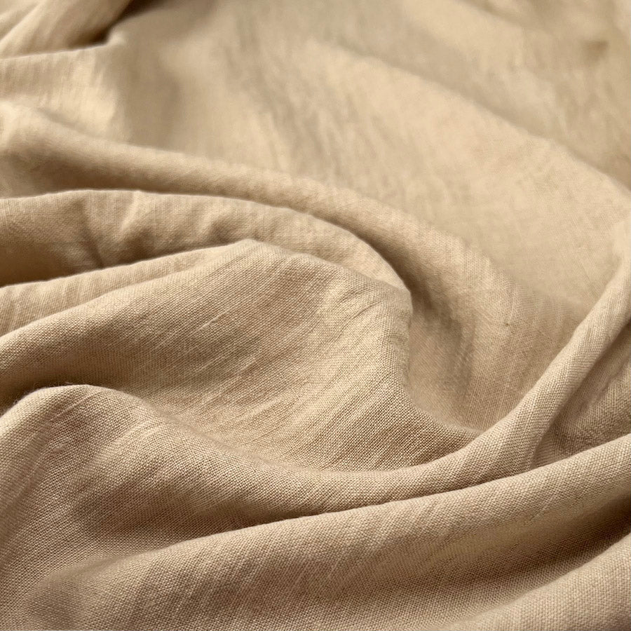 Raye Beige Fine Polyester Linen Look Dress Fabric