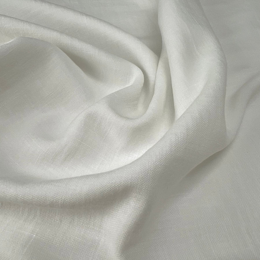 Raye Ecru Fine Polyester Linen Look Dress Fabric