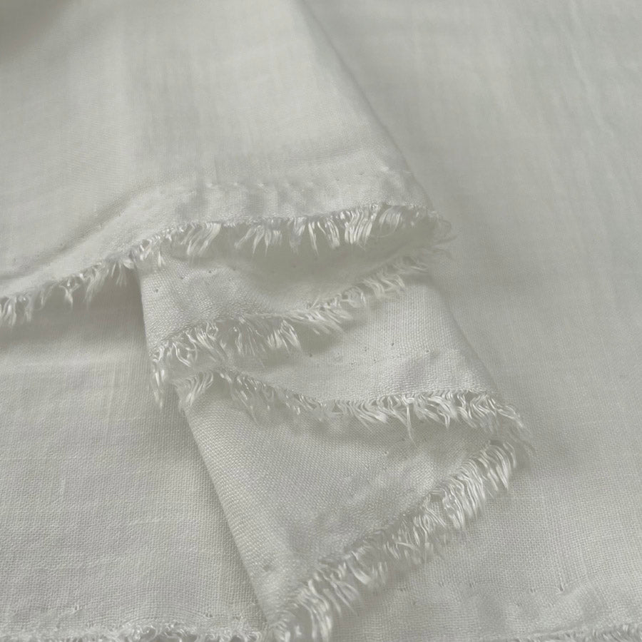 Raye Ecru Fine Polyester Linen Look Dress Fabric Fold