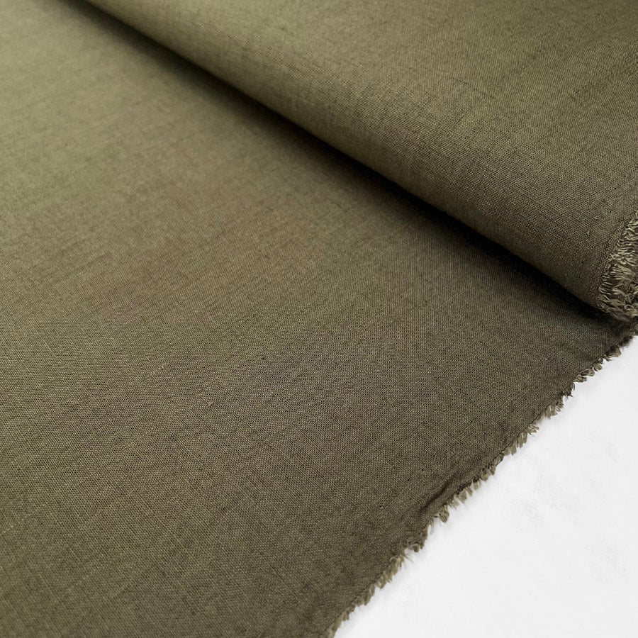 Raye Olive Fine Polyester Linen Look Dress Fabric Bolt