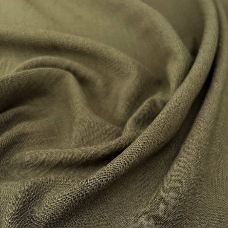 Raye Olive Fine Polyester Linen Look Dress Fabric