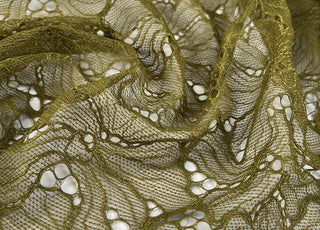 Recycled Lace Moss Green Polyester Floral Woven Dress Fabric