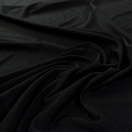 Recycled Polyester Jersey Black Plain Knit Spandex Stretch Fabric