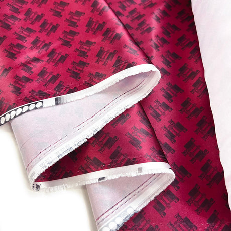 Red Pink Printed Satin Luxury Lining Fabric Binoculars Fold