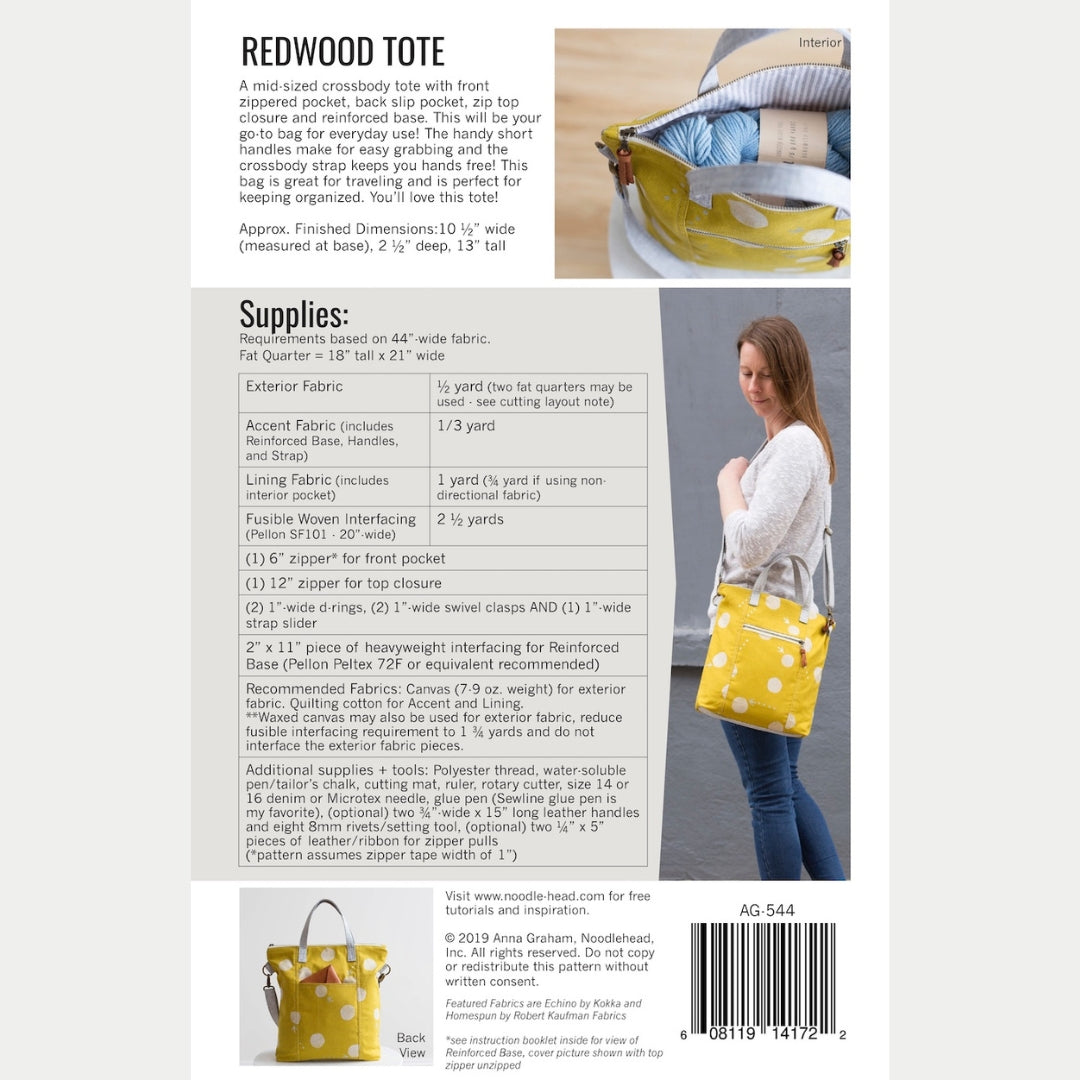 Noodlehead - Redwood Tote Bag Sewing Pattern