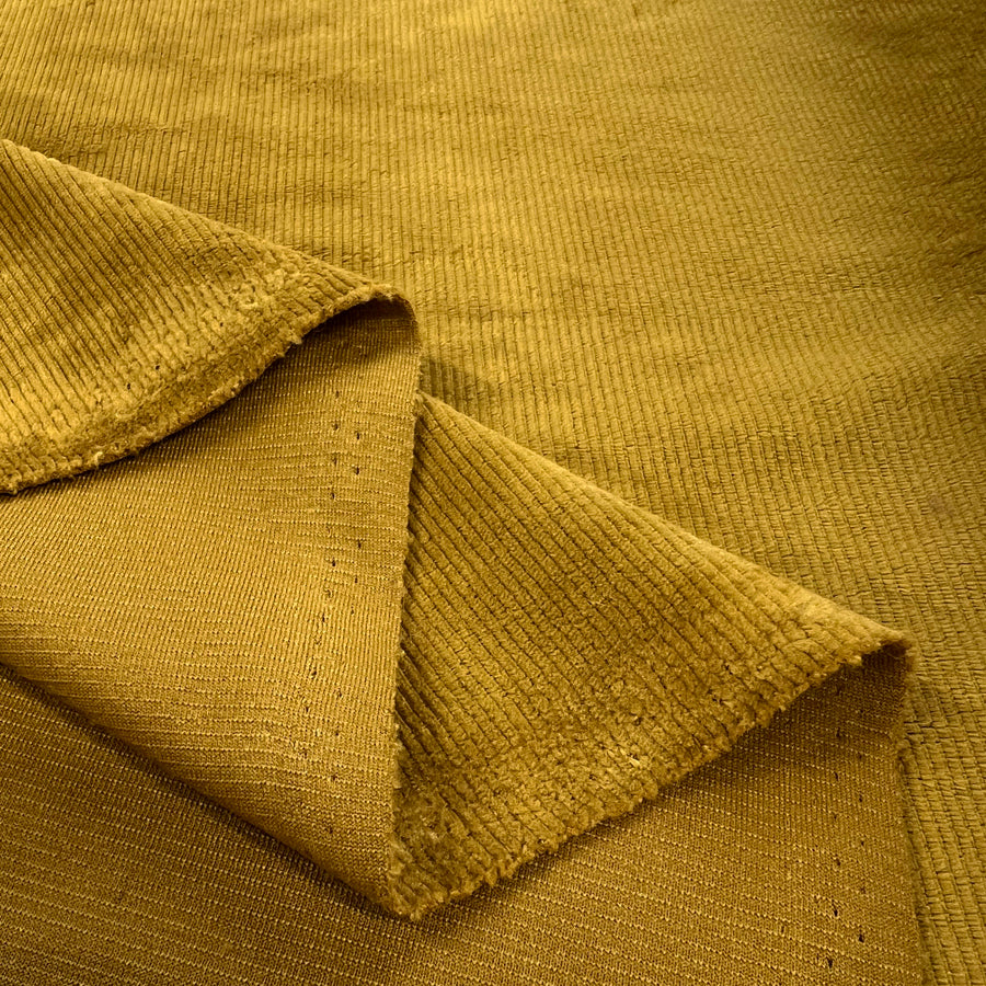 Ribbed Velour Jersey Gold Polyester Stretch Cord Fabric Fold