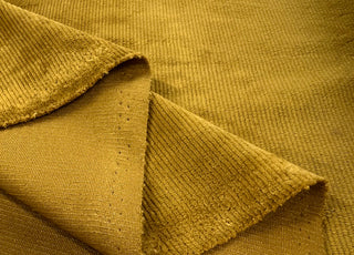 Ribbed Velour Jersey Gold Polyester Stretch Cord Fabric Fold