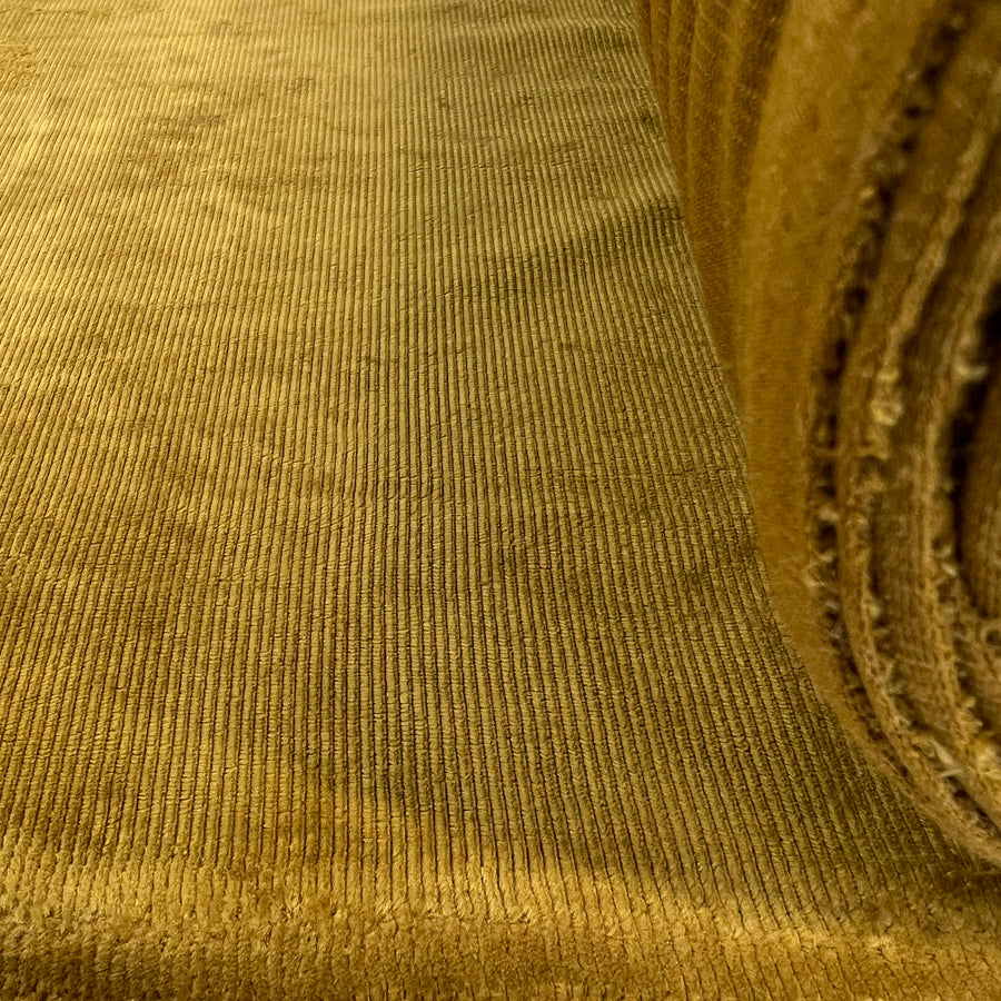 Ribbed Velour Jersey Gold Polyester Stretch Cord Fabric Roll