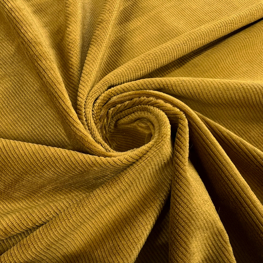 Ribbed Velour Jersey Gold Polyester Stretch Cord Fabric Twist